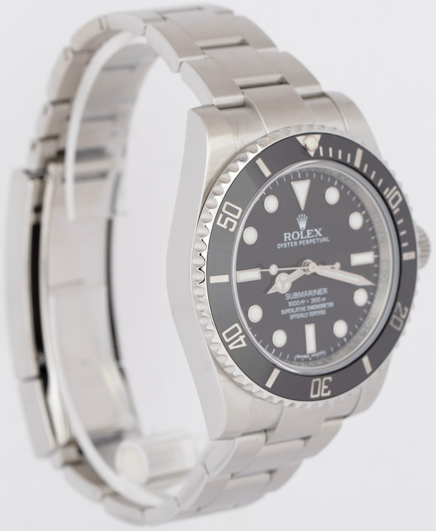 MINT Rolex Submariner No-Date Ceramic 40mm Oyster Stainless Steel Watch 114060