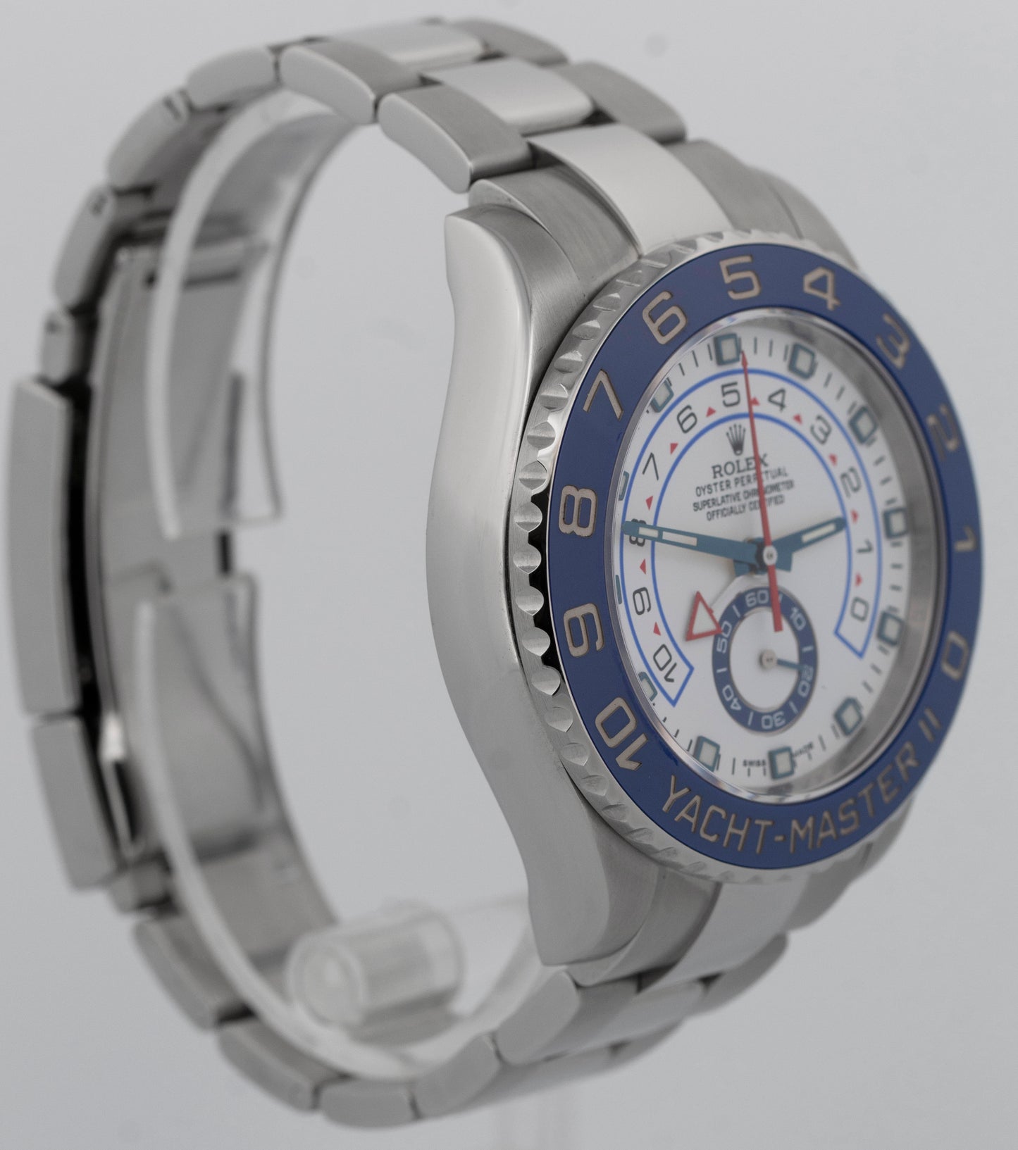 PAPERS Rolex Yacht-Master II 44mm Blue White Stainless Steel Watch 116680 BOX