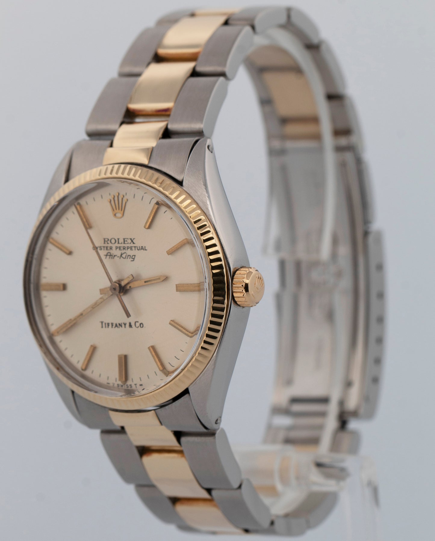 Rolex Oyster Perpetual Air-King TIFFANY & CO Silver Two-Tone 34mm 5501 Watch
