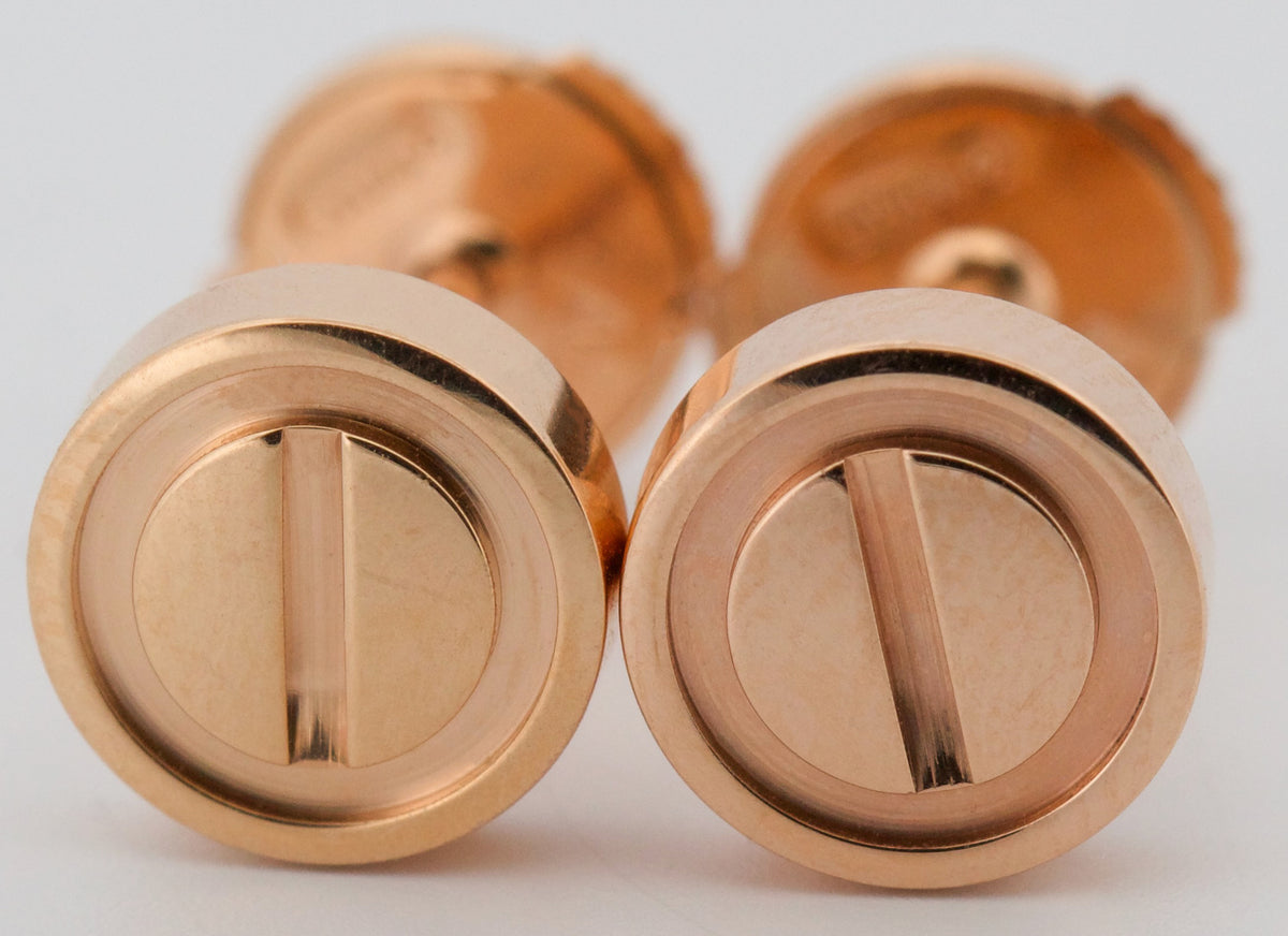 2026 Cartier Love Stud Earrings 18K Rose Gold Box Papers