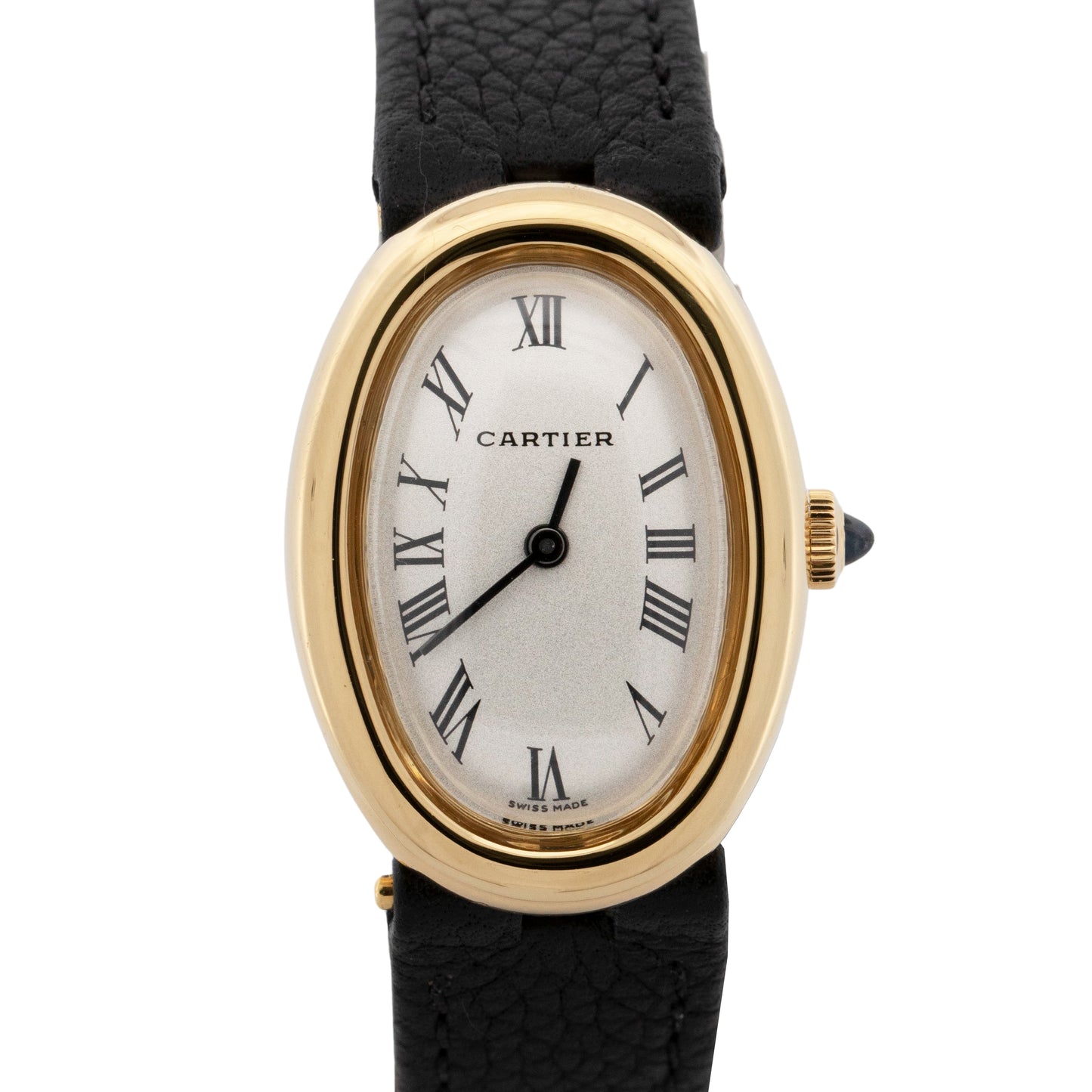 2025 Service Cartier Baignoire 18K Yellow Gold 22mm White Roman Watch 7743-1