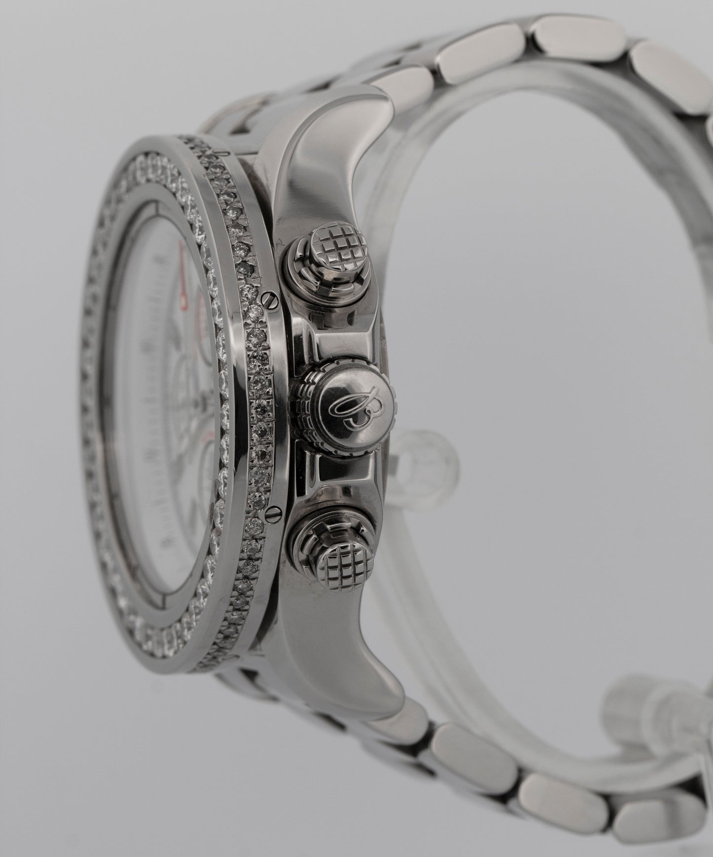 Breitling Super Avenger A13370 White Diamond Stainless Steel 48.4mm Watch