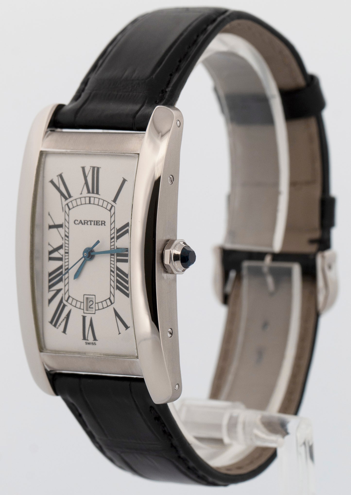 Cartier Tank Américaine WHITE 18K White Gold 26mm x 45mm 1741 Watch BOX