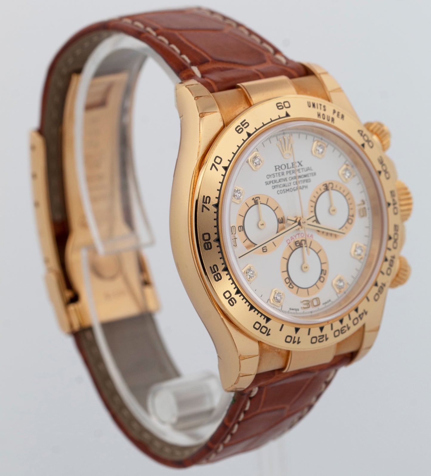 NOS 2003 PAPERS Rolex Daytona WHITE DIAMOND Yellow Gold 40mm 116518 Watch BOX