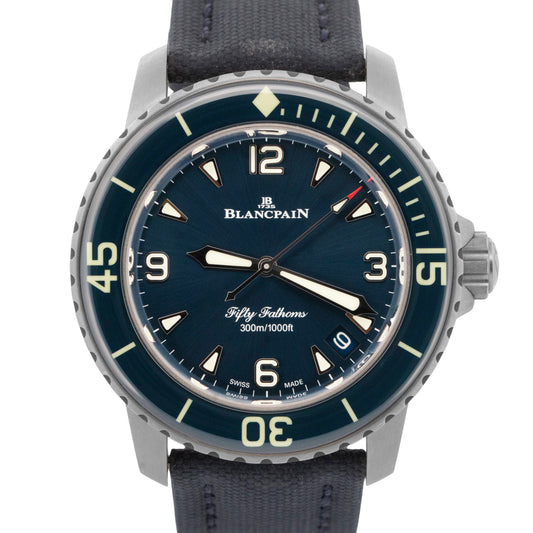 PAPERS Blancpain Fifty Fathoms Titanium Blue Watch 42mm 5010 12B40 O52B BOX
