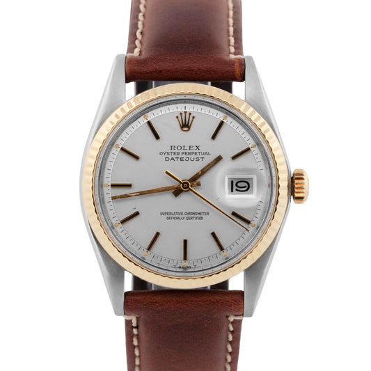 Rolex DateJust 36mm Silver Two-Tone Yellow Gold Stainless Steel Watch 1601