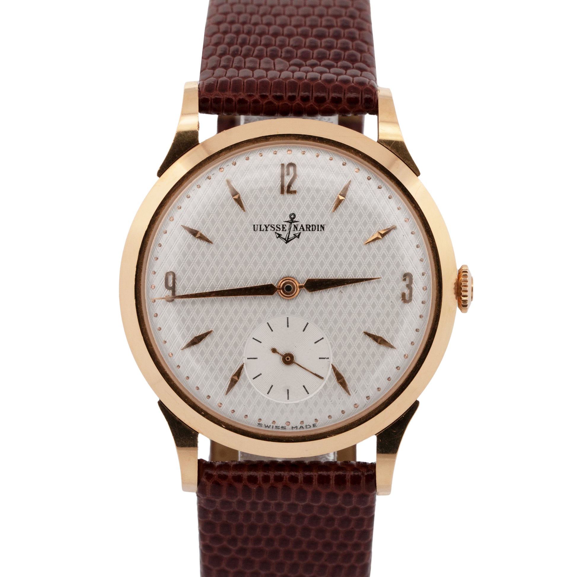 Vintage Ulysse Nardin 18K Rose Gold 34mm Manual Wind Dress Watch Vintage Ulysse Nardin 18K Rose Gold 34mm Manual Wind Dress Watch