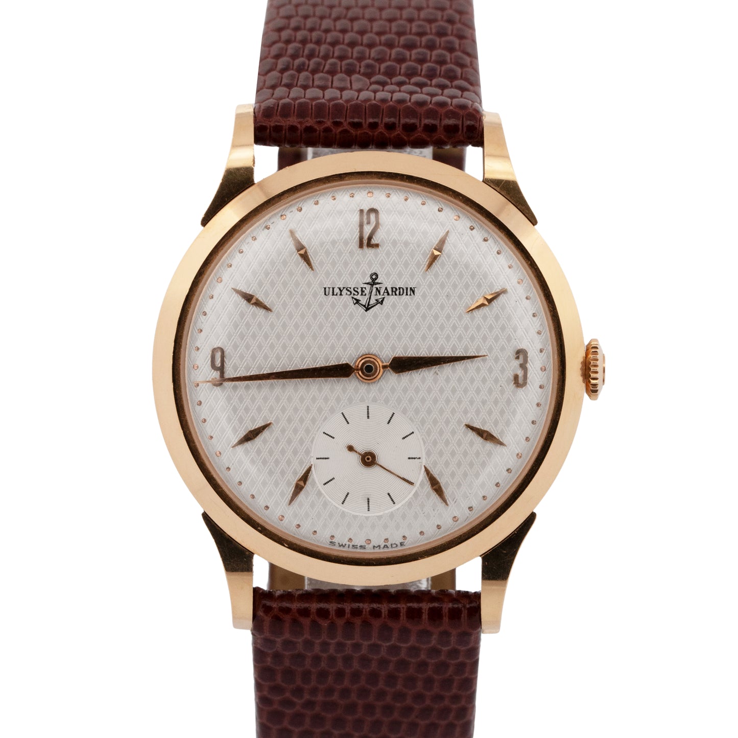 Vintage Ulysse Nardin 18K Rose Gold 34mm Manual Wind Dress Watch