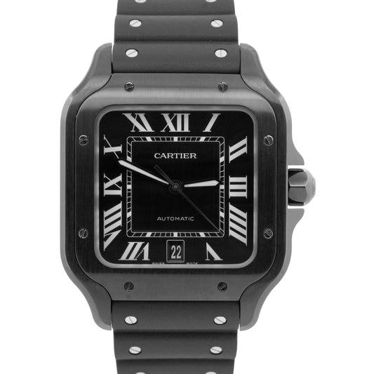 PAPERS Cartier Santos 39.8mm ADLC Black Stainless Steel 4072 Watch WSSA0039 BOX