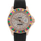 Rolex Yacht-Master 18k Rose Gold RAINBOW SAPPHIRE DIAMOND Black 40mm 116655