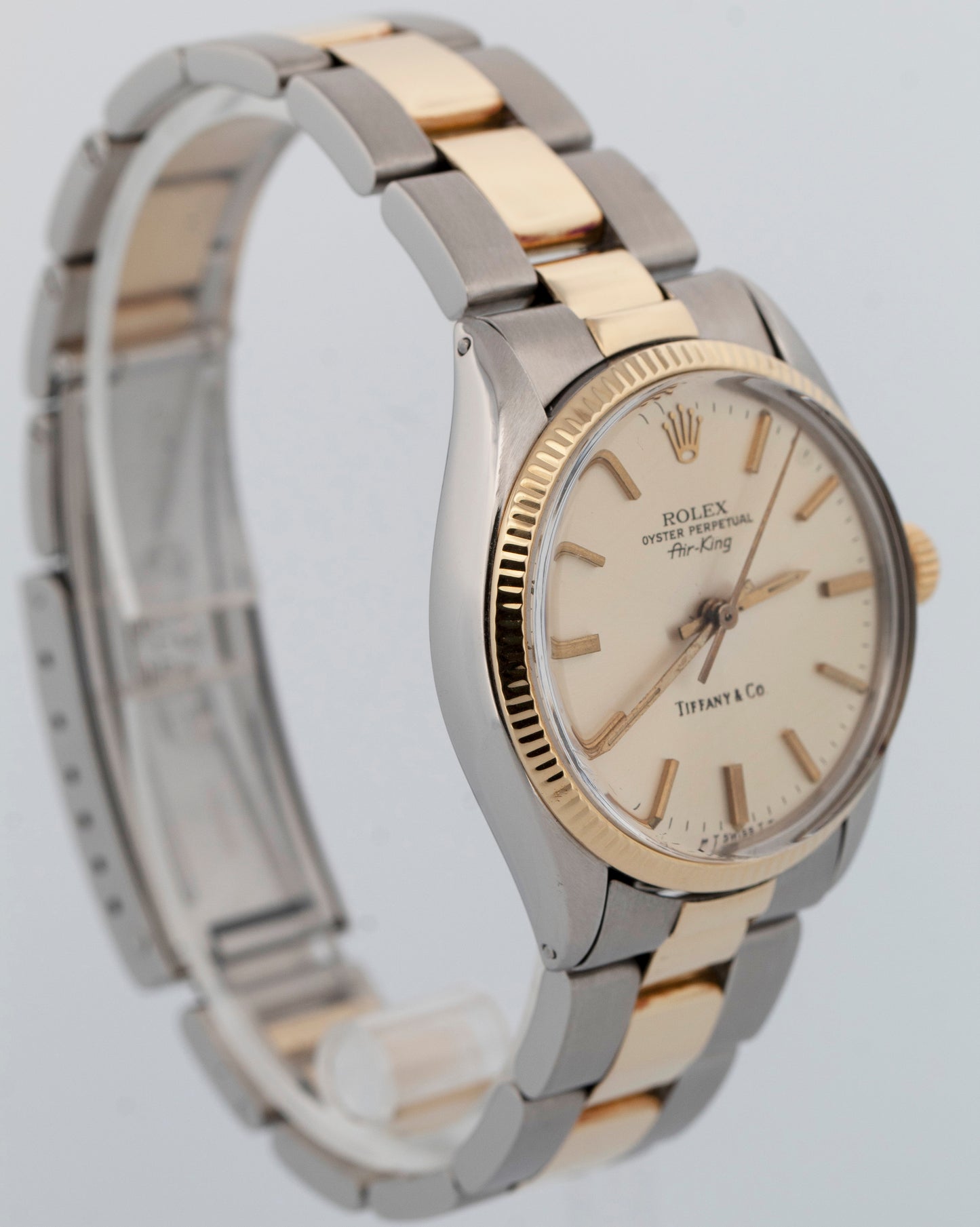 Rolex Oyster Perpetual Air-King TIFFANY & CO Silver Two-Tone 34mm 5501 Watch