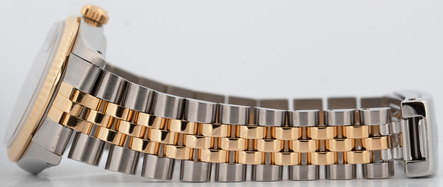 Rolex DateJust 31mm Midsize Two-Tone BLUE 18K Yellow Gold Fluted Watch 68273