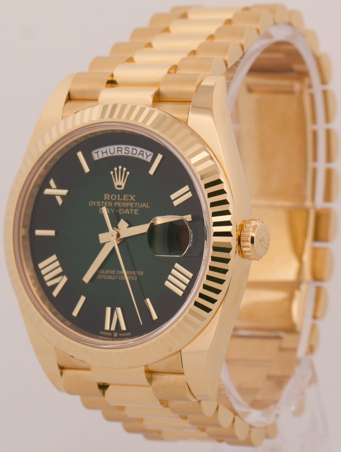 2026 PAPERS Rolex Day-Date President 18K Gold GREEN OMBRE ROMAN 40mm 228238 BOX