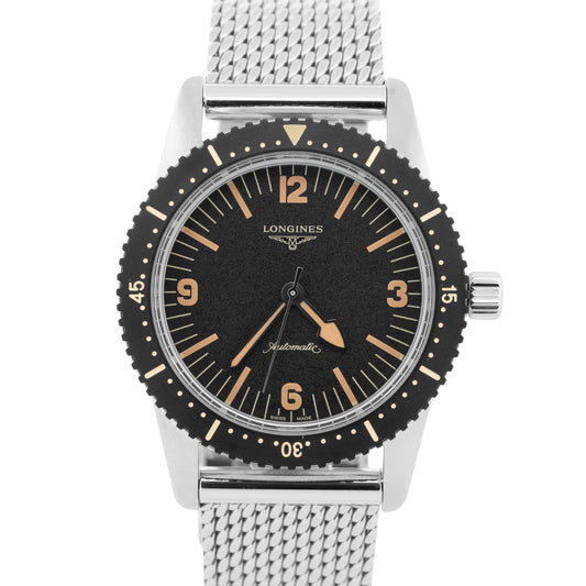 Longines Heritage Skin Diver 42mm Black Stainless Steel Watch L2.822.4.56.6 BOX