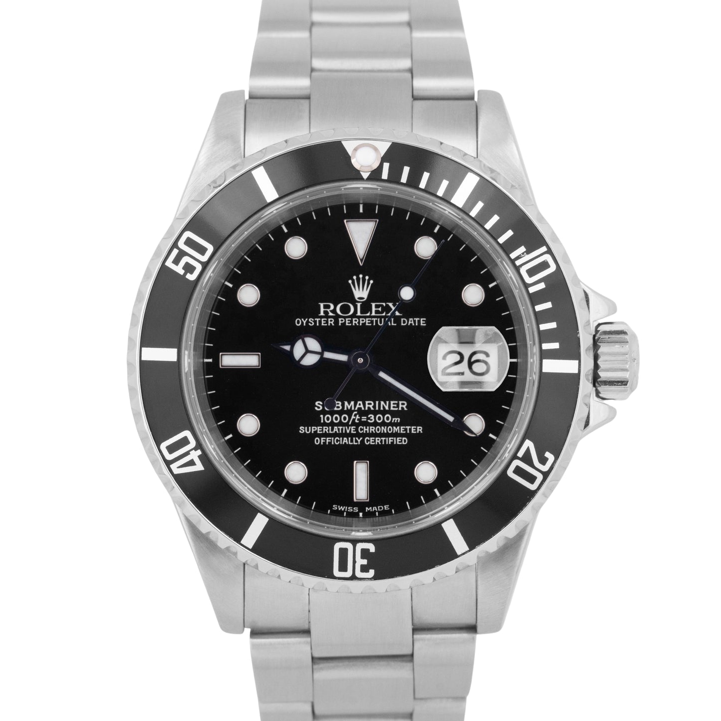 Rolex Submariner Date Black Stainless Steel Automatic Oyster 40mm 16610 Watch