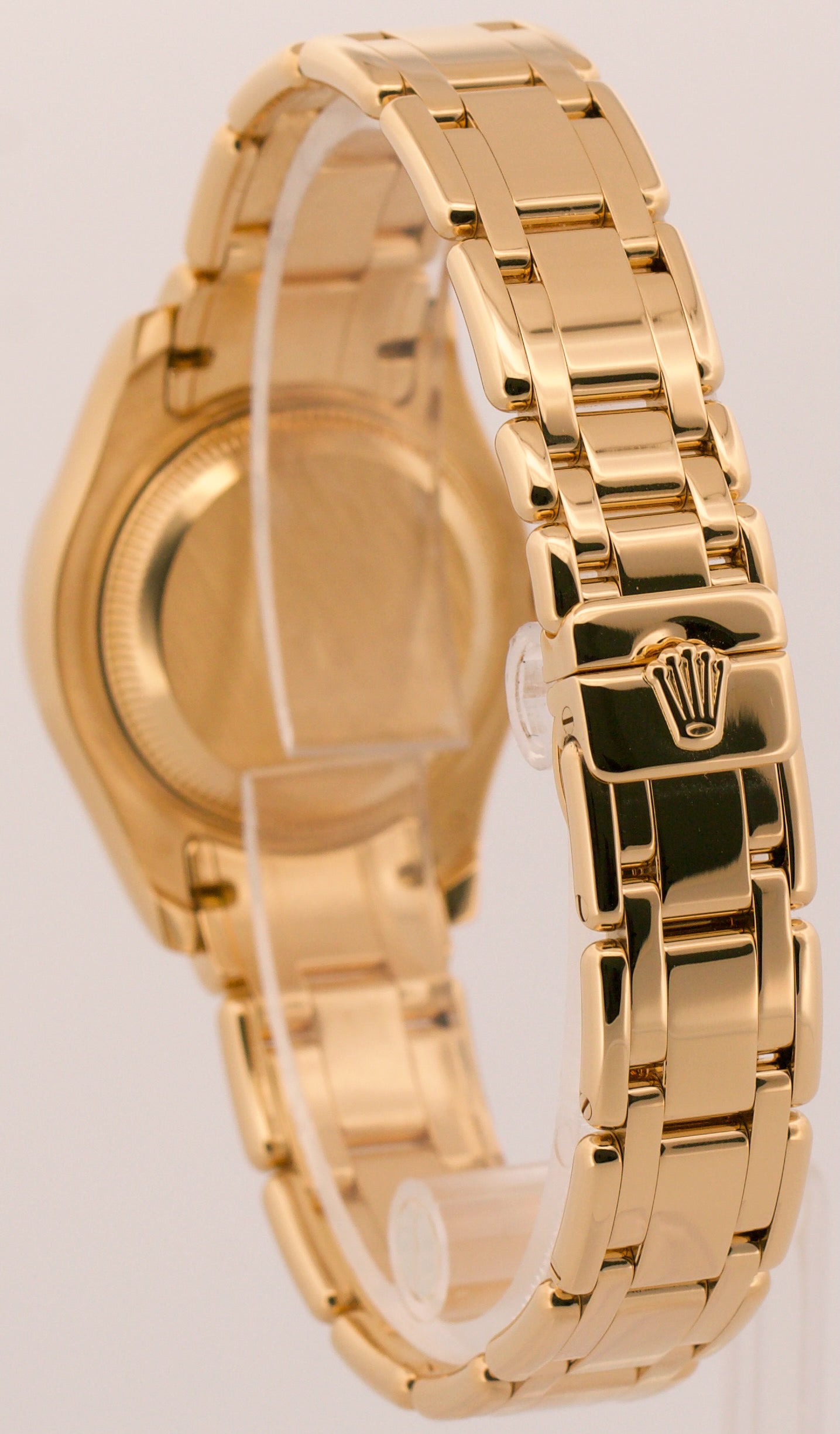 2001 PAPERS Rolex DateJust Pearlmaster CHAMPAGNE DIAMOND 18K Gold 29mm 80298 BOX