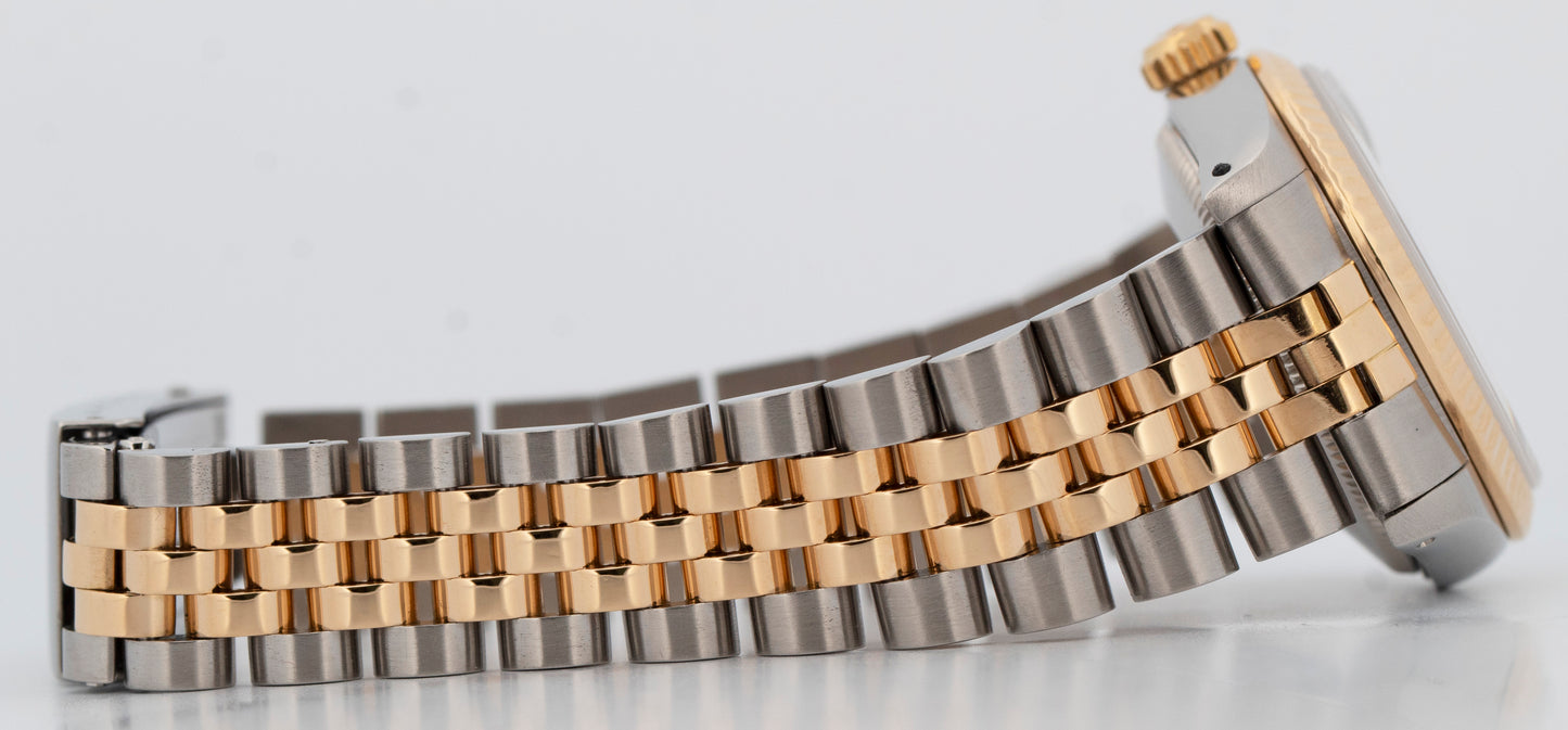 Rolex DateJust 31mm Midsize Two-Tone BLUE 18K Yellow Gold Fluted Watch 68273