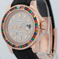 Rolex Yacht-Master 18k Rose Gold RAINBOW SAPPHIRE DIAMOND Black 40mm 116655