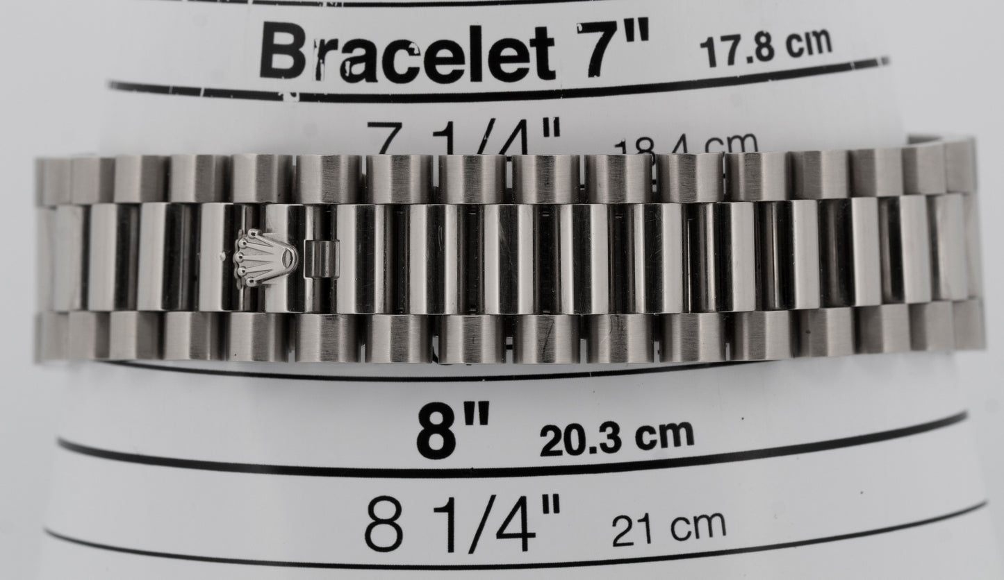 PAPERS Rolex Day-Date 40mm METEORITE BAGUETTE DIAMOND 18K White Gold 228349 RBR