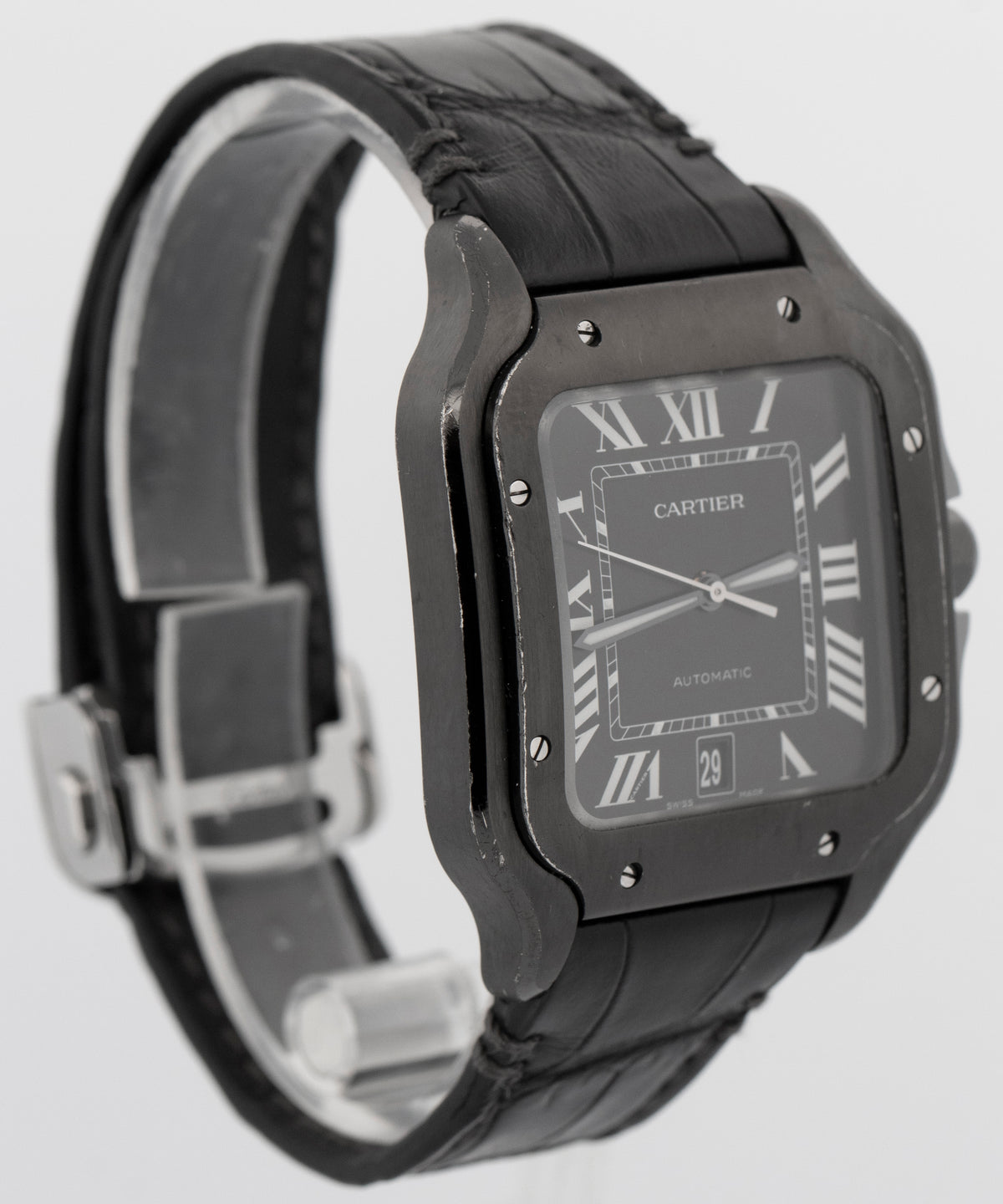 Cartier Santos 4072 / WSSA0039 Black ALDC Steel 39.8mm Watch Box Papers