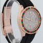 Rolex Yacht-Master 18k Rose Gold RAINBOW SAPPHIRE DIAMOND Black 40mm 116655