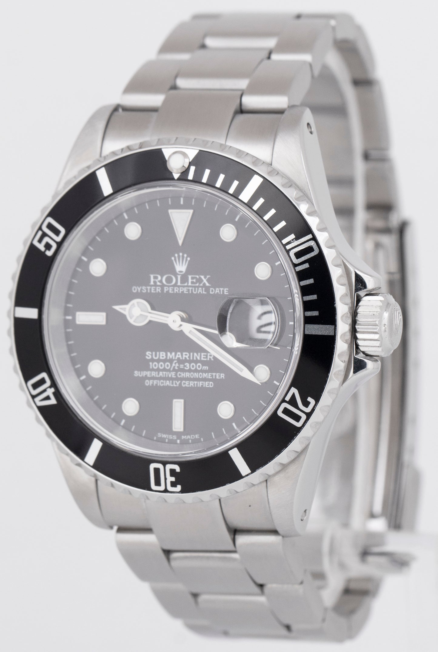 Rolex Submariner Date Black Stainless Steel Automatic Oyster 40mm 16610 Watch