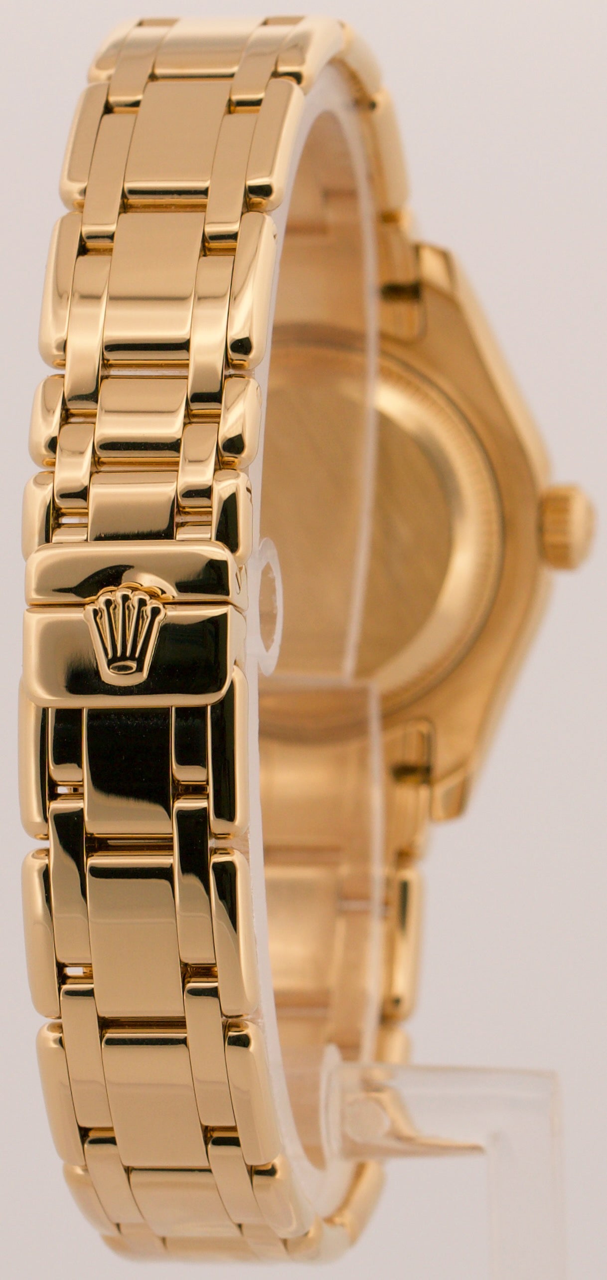 2001 PAPERS Rolex DateJust Pearlmaster CHAMPAGNE DIAMOND 18K Gold 29mm 80298 BOX