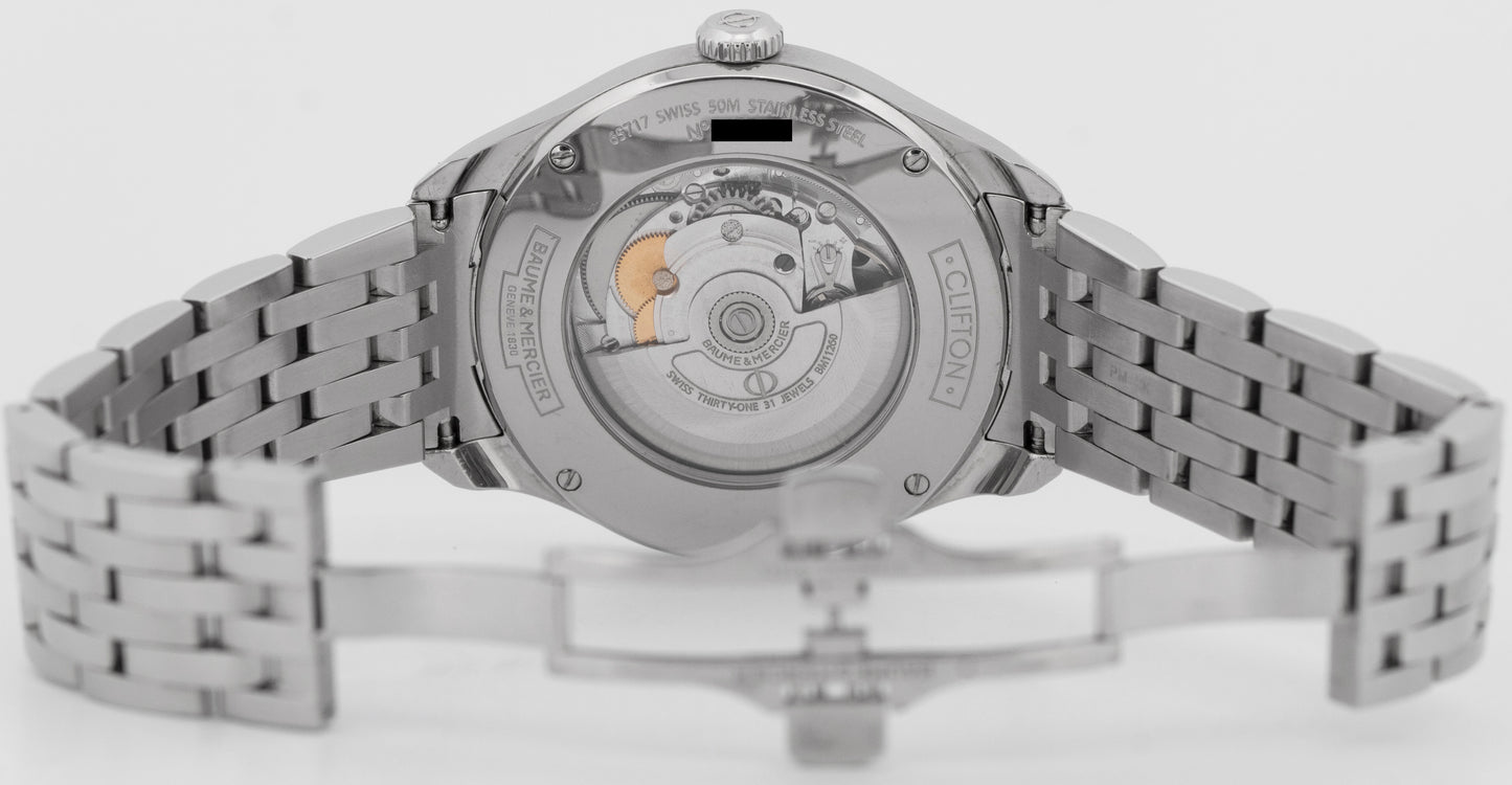 Baume & Mercier Clifton Stainless Steel Silver 41mm Automatic Date Watch 65717