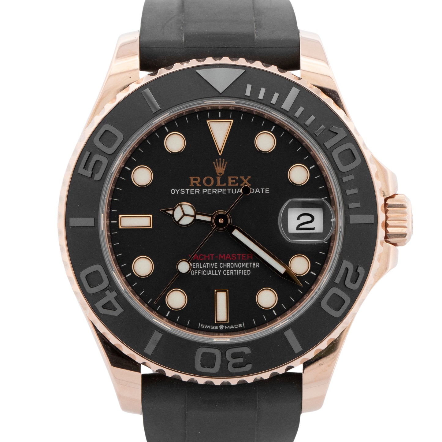 2020 PAPERS Rolex Yacht-Master  BLACK 18K Rose Gold 37mm 268655 Watch BOX