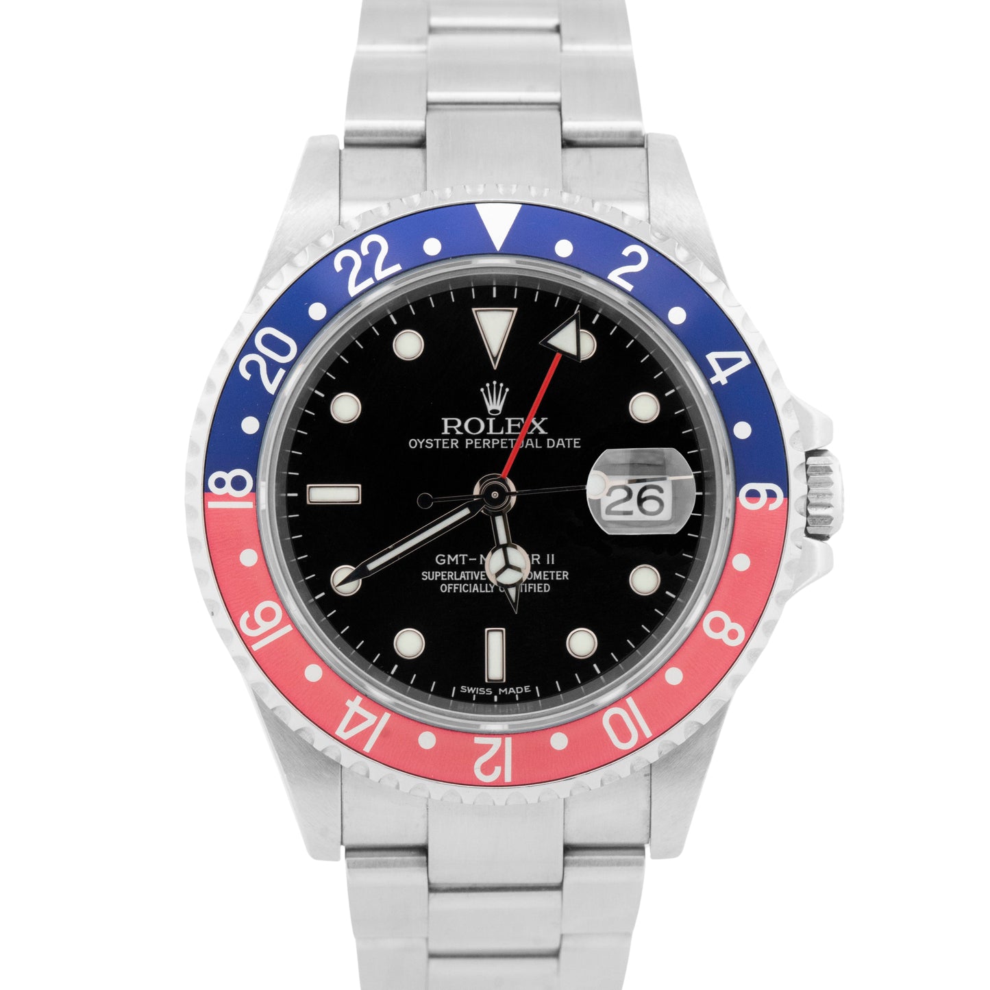 PAPERS UNPOLISHED Rolex GMT-Master II PEPSI Red Blue Steel NO-HOLES 16710 BOX