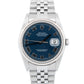 PAPERS Rolex DateJust Blue Roman 36mm Stainless White Gold Watch 16234 BOX