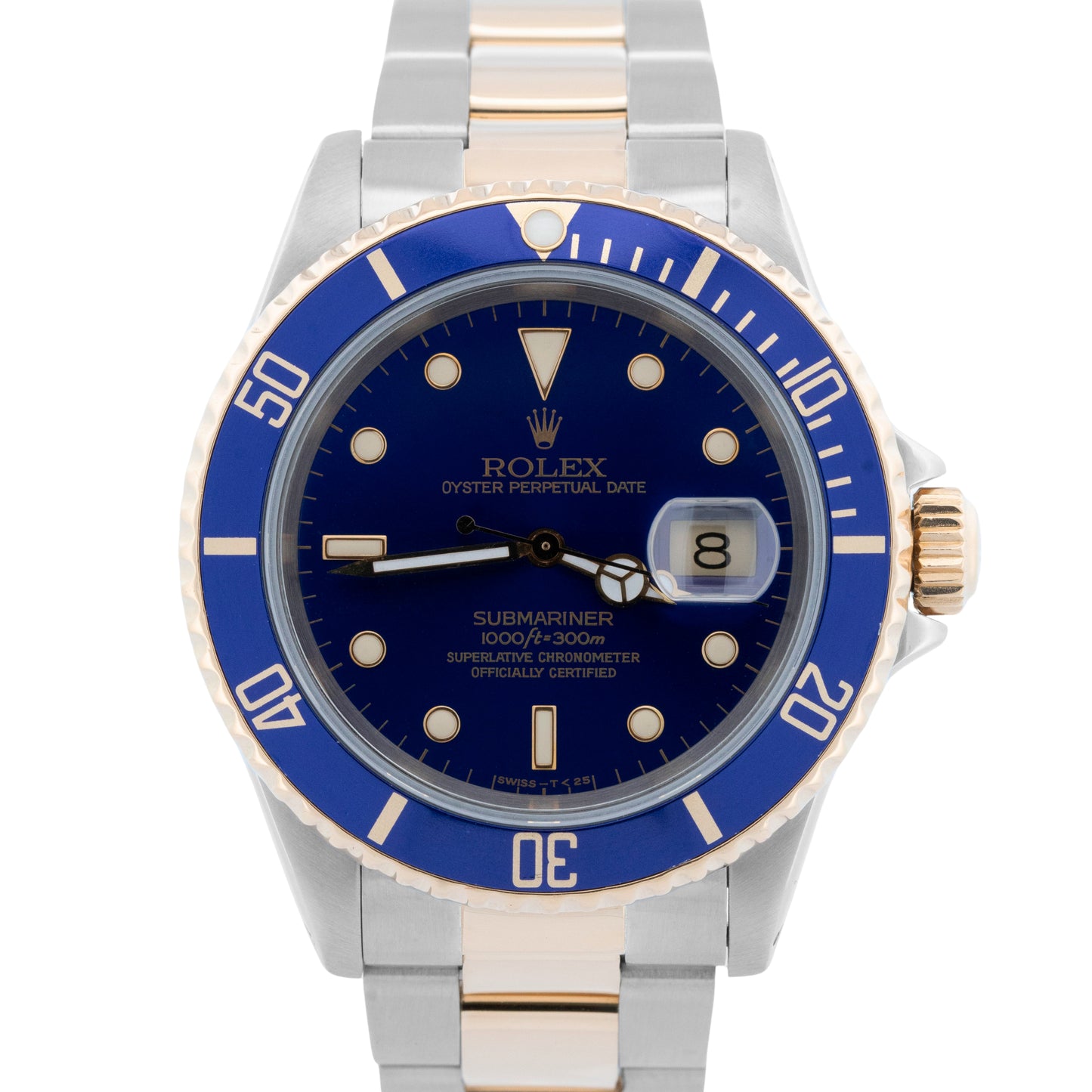 1991 PAPERS Rolex Submariner Date 40mm Two-Tone Steel 18K GOLD Blue 16613 BOX