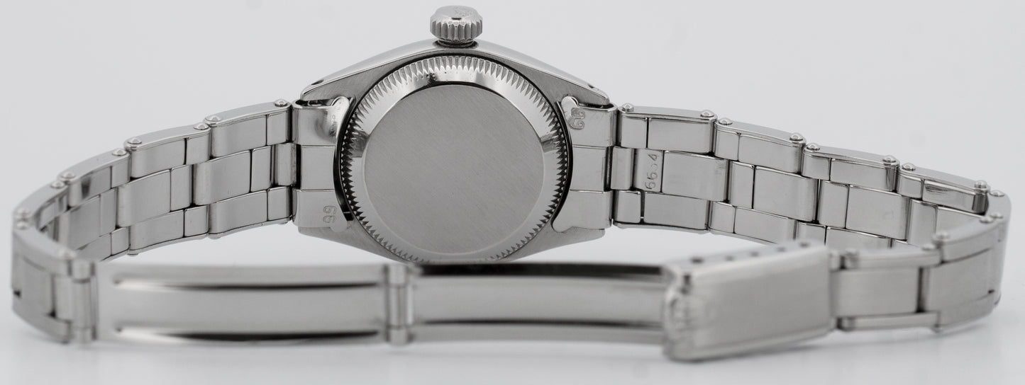 Ladies Rolex Oyster Perpetual 24mm White Stainless Steel Automatic Watch 6618