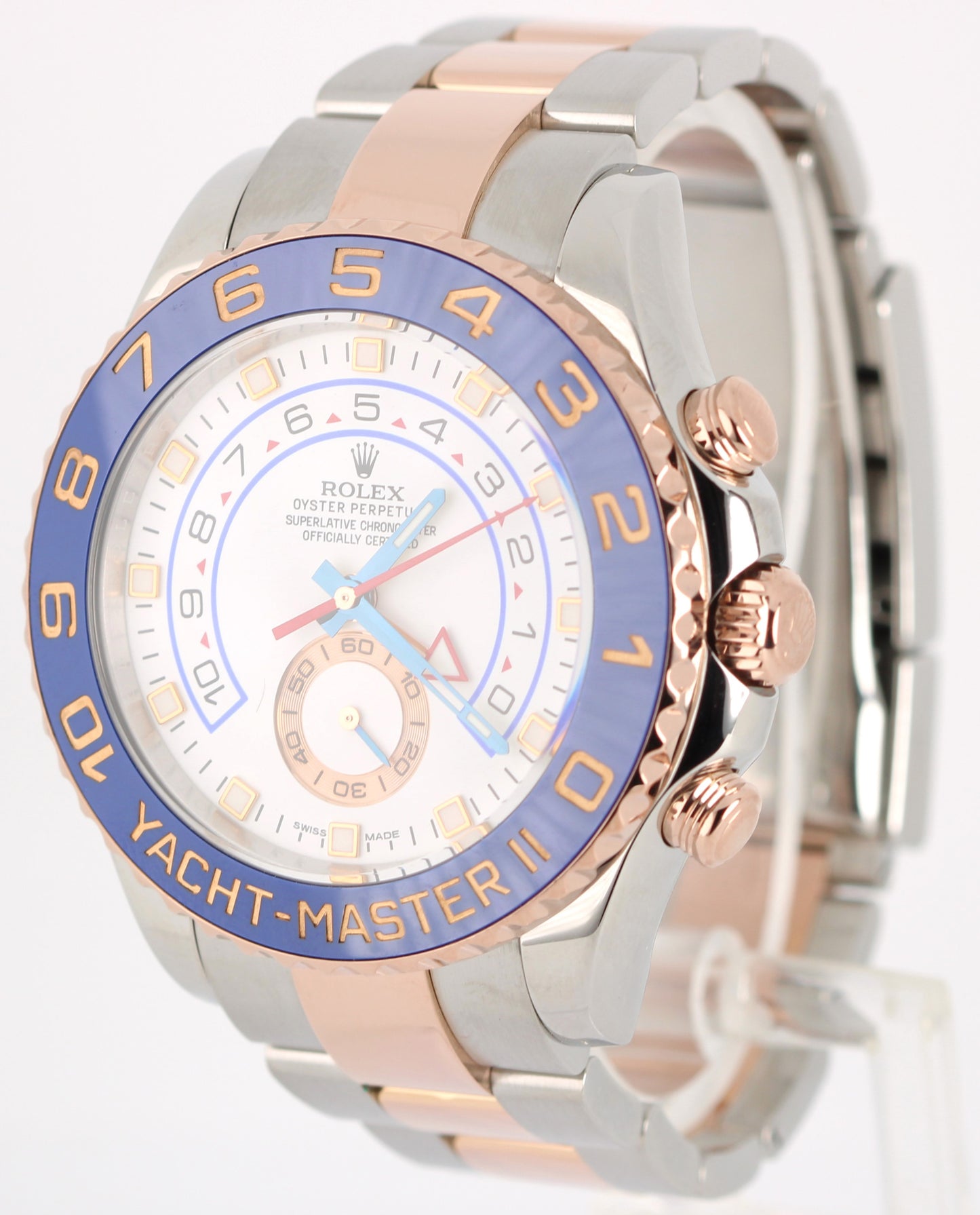 Rolex Yacht-Master II 44mm BLUE HANDS Two-Tone 18K Rose Gold Steel 116681 Watch