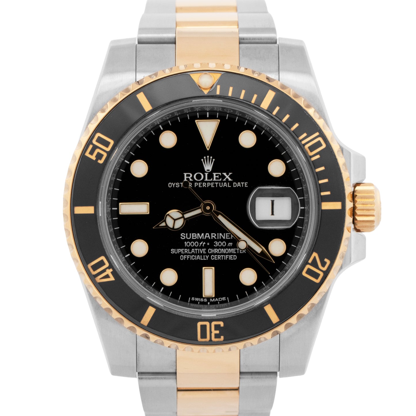 PAPERS Rolex Submariner BLACK 40mm Ceramic 18K Gold Two-Tone Steel 116613 LN BOX