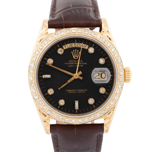 Rolex Day-Date President BLACK DIAMOND 18K Yellow Gold 36mm 18038 Watch