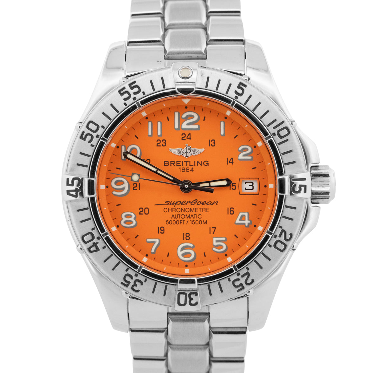 Breitling Superocean 42 A17360 Orange Stainless Steel 42mm Watch Box Papers