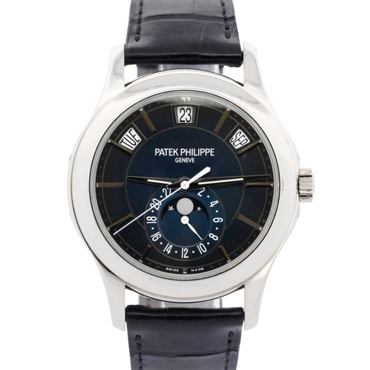 PAPERS Patek Philippe Annual Calendar BLUE 18K White Gold 40mm 5205G Watch BOX