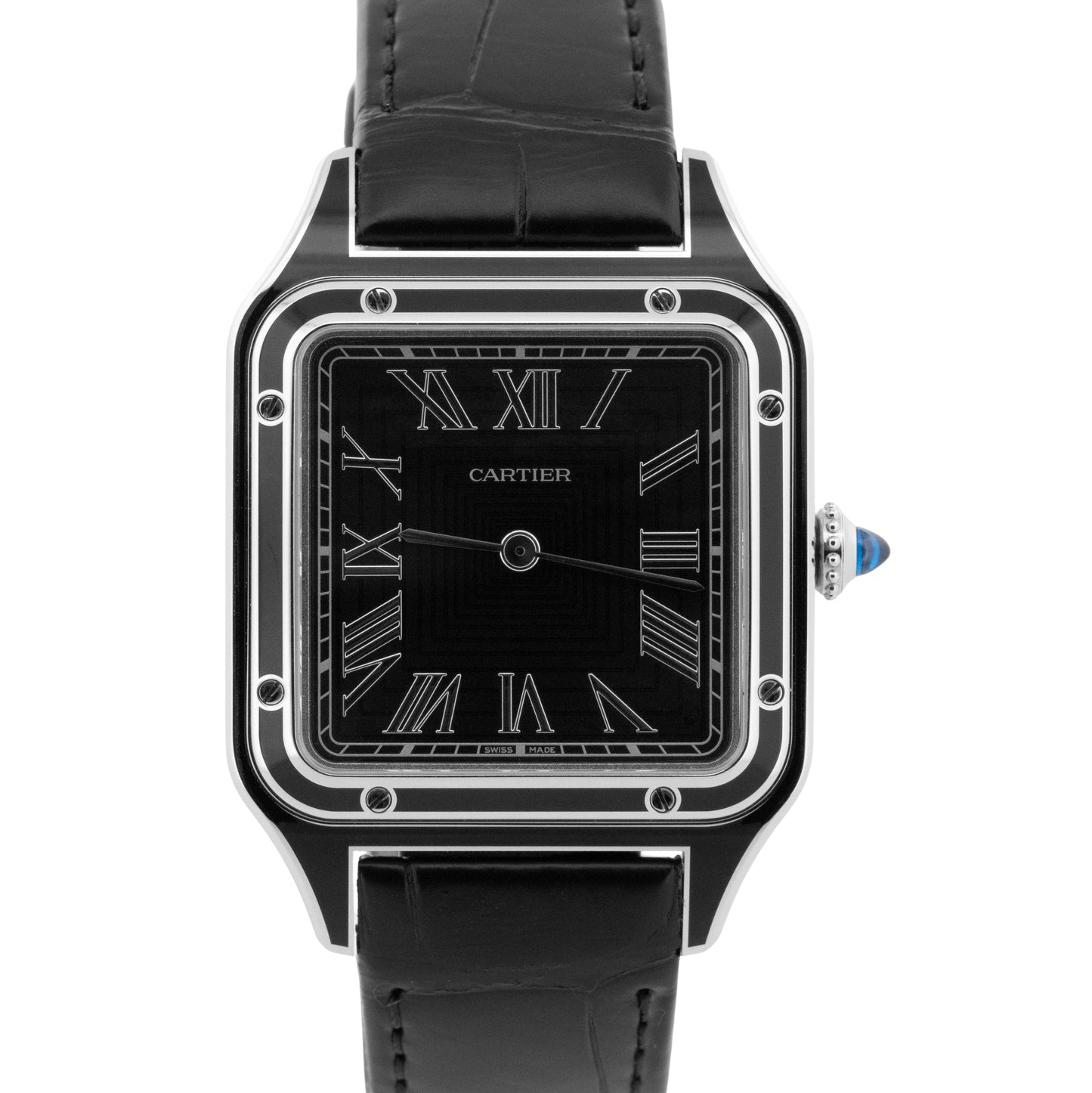 New 2026 Cartier Santos-Dumont Large Black Lacquer WSSA0046 4298 Box Papers