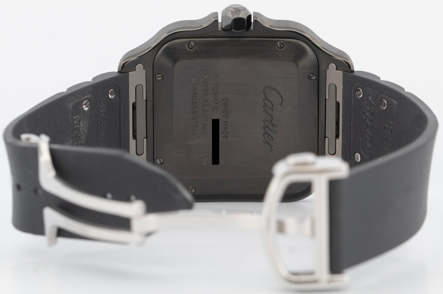 PAPERS Cartier Santos 39.8mm ADLC Black Stainless Steel 4072 Watch WSSA0039 BOX