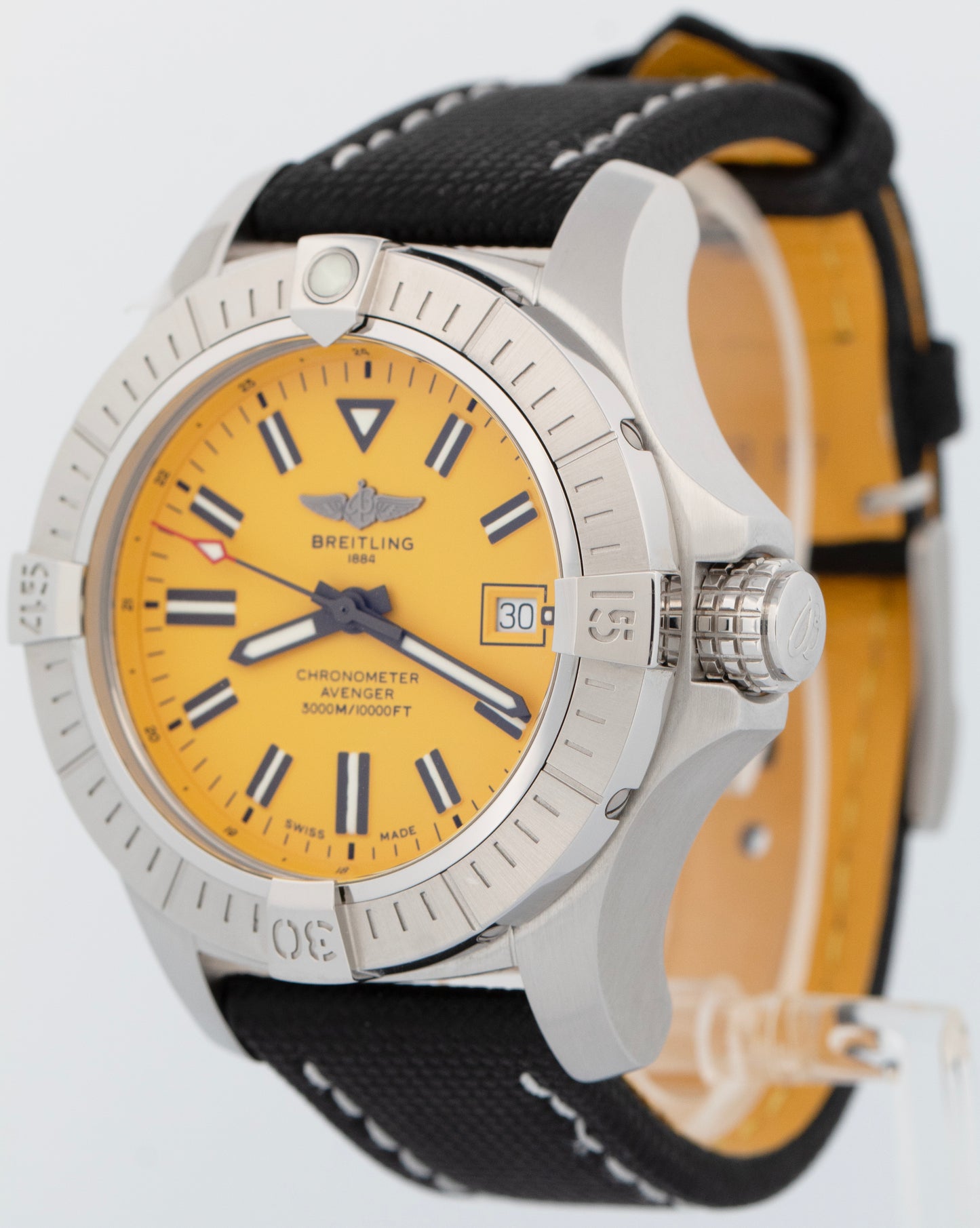 MINT Breitling Avenger Chronograph 45mm Yellow Stainless Automatic A17319 BOX