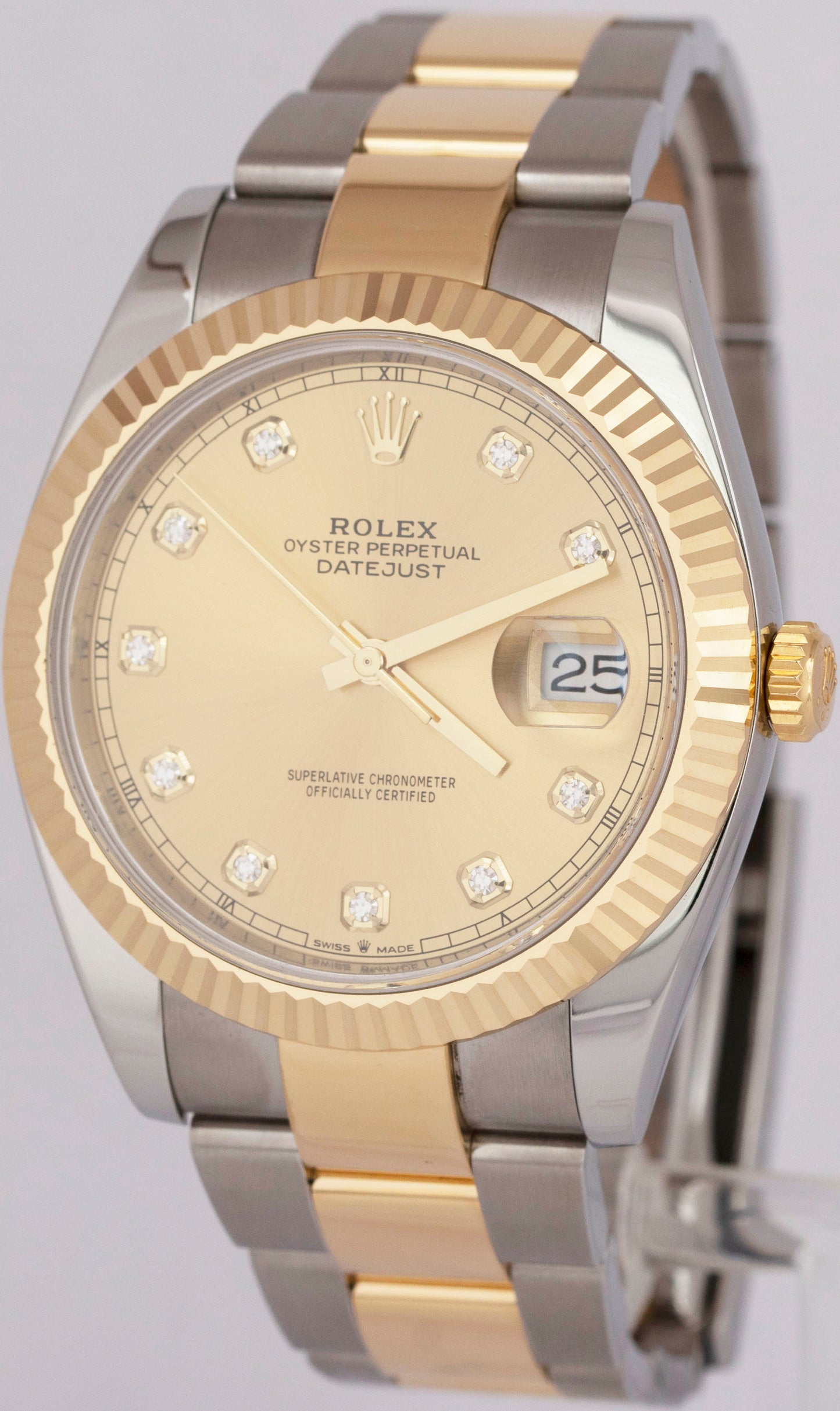 MINT Rolex DateJust 41 DIAMOND Champagne Two-Tone 18K Yellow Gold 41mm 126333