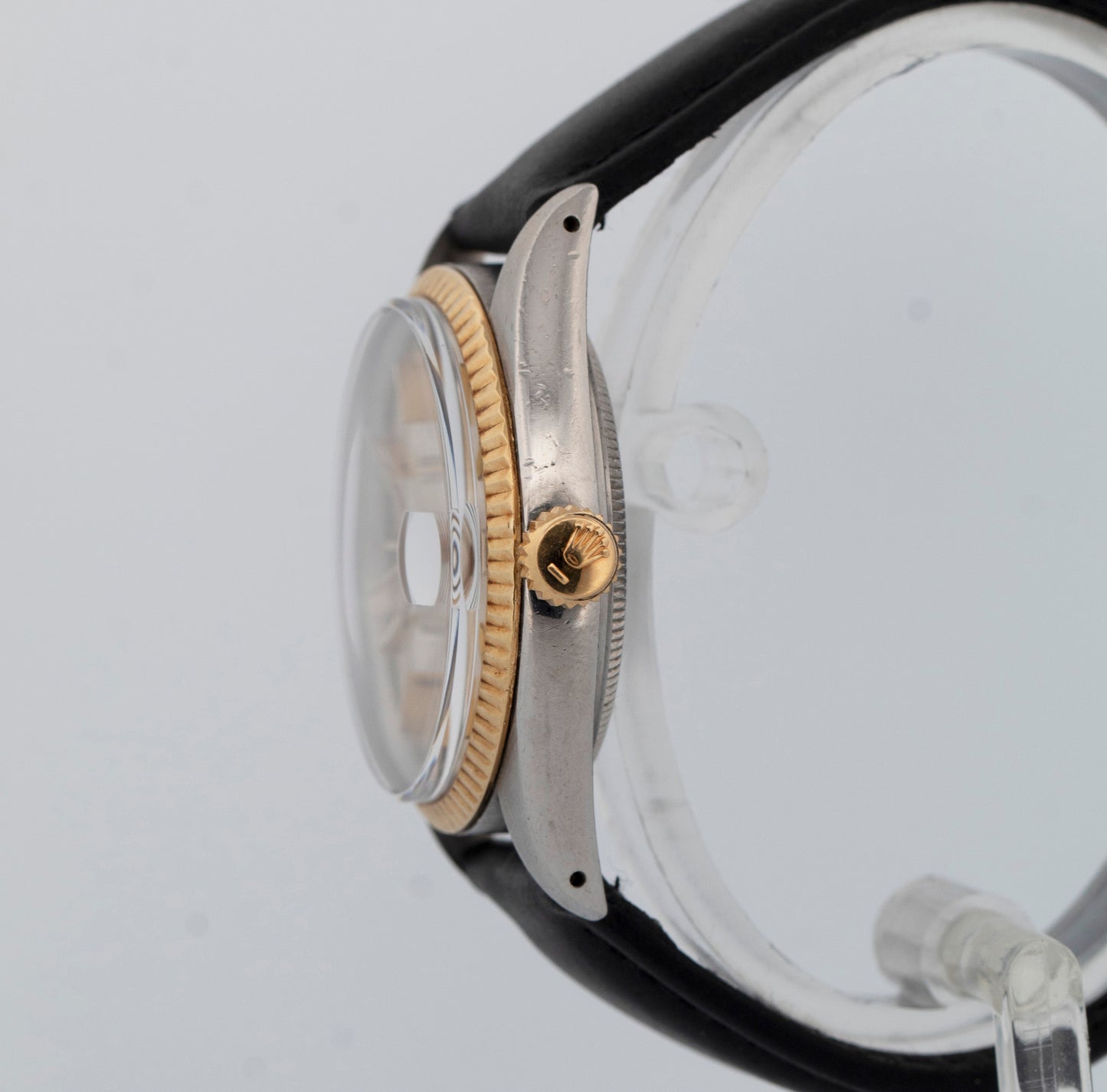 Rolex DateJust 36mm Two-Tone Steel Yellow Gold Silver Leather 16013 Watch