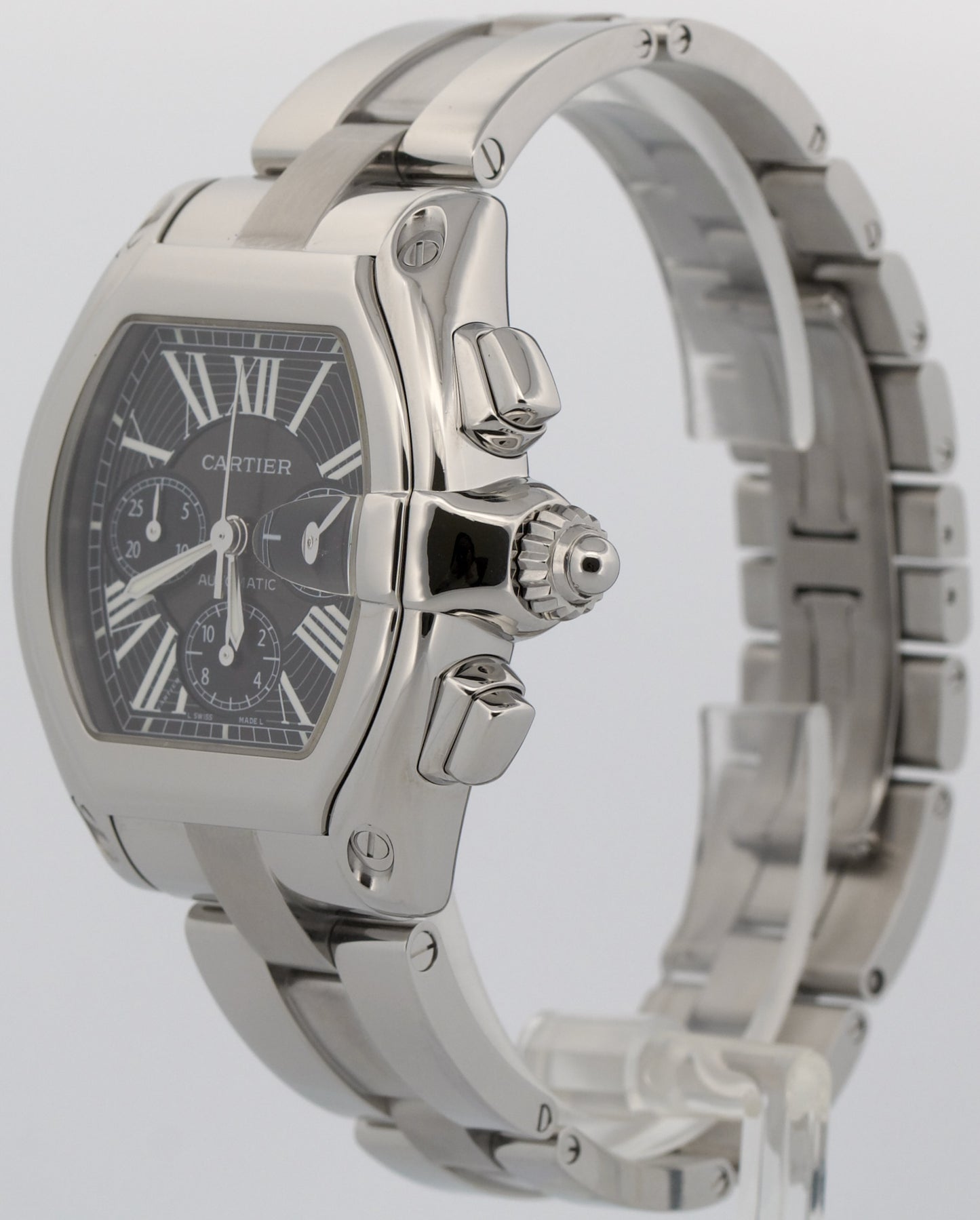 2007 PAPERS Cartier Roadster XL Chronograph BLACK Steel 2618 W62020X6 Watch BOX