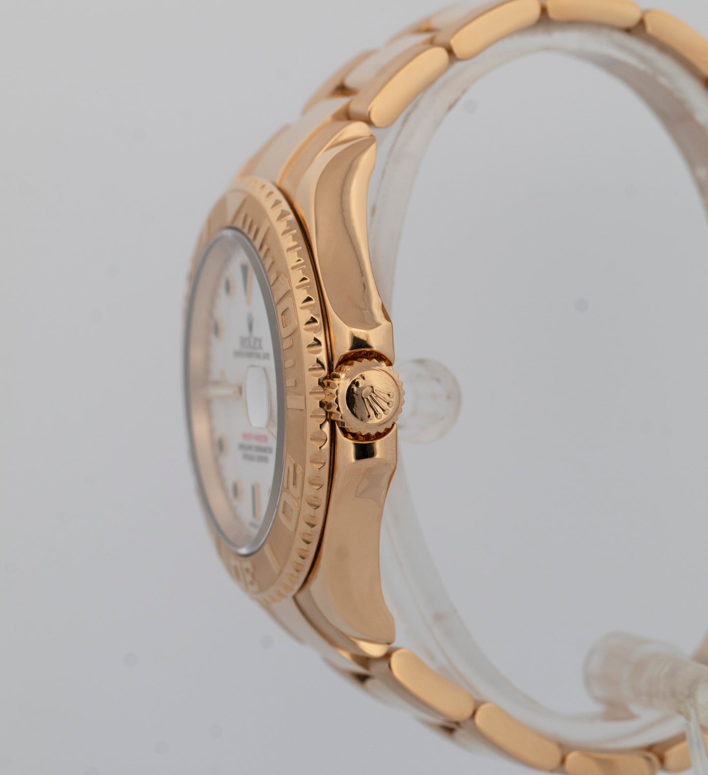 Rolex Yacht-Master 40mm WHITE 18K Yellow Gold NO-HOLES Oyster Watch 16628