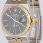 MINT Rolex Oysterquartz DateJust 36mm Black Two-Tone 18K Yellow Gold Watch 17013