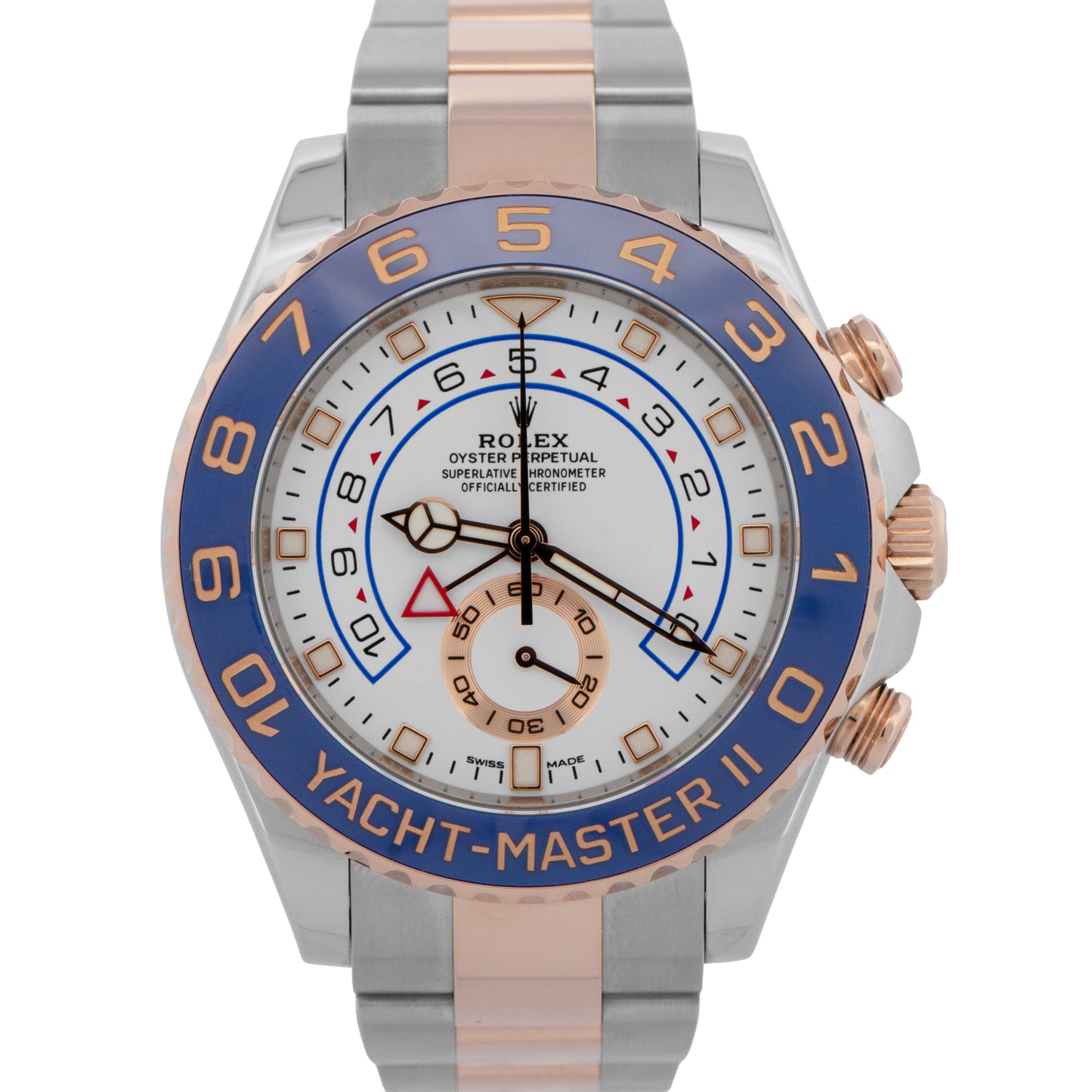 Rolex Yacht-Master II WHITE Two-Tone Steel NEW HANDS 18K Rose Gold 44mm 116681