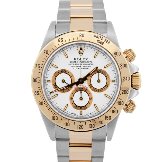 1997 Rolex Daytona Cosmograph White Two-Tone 18K Yellow Gold Steel Watch 16523