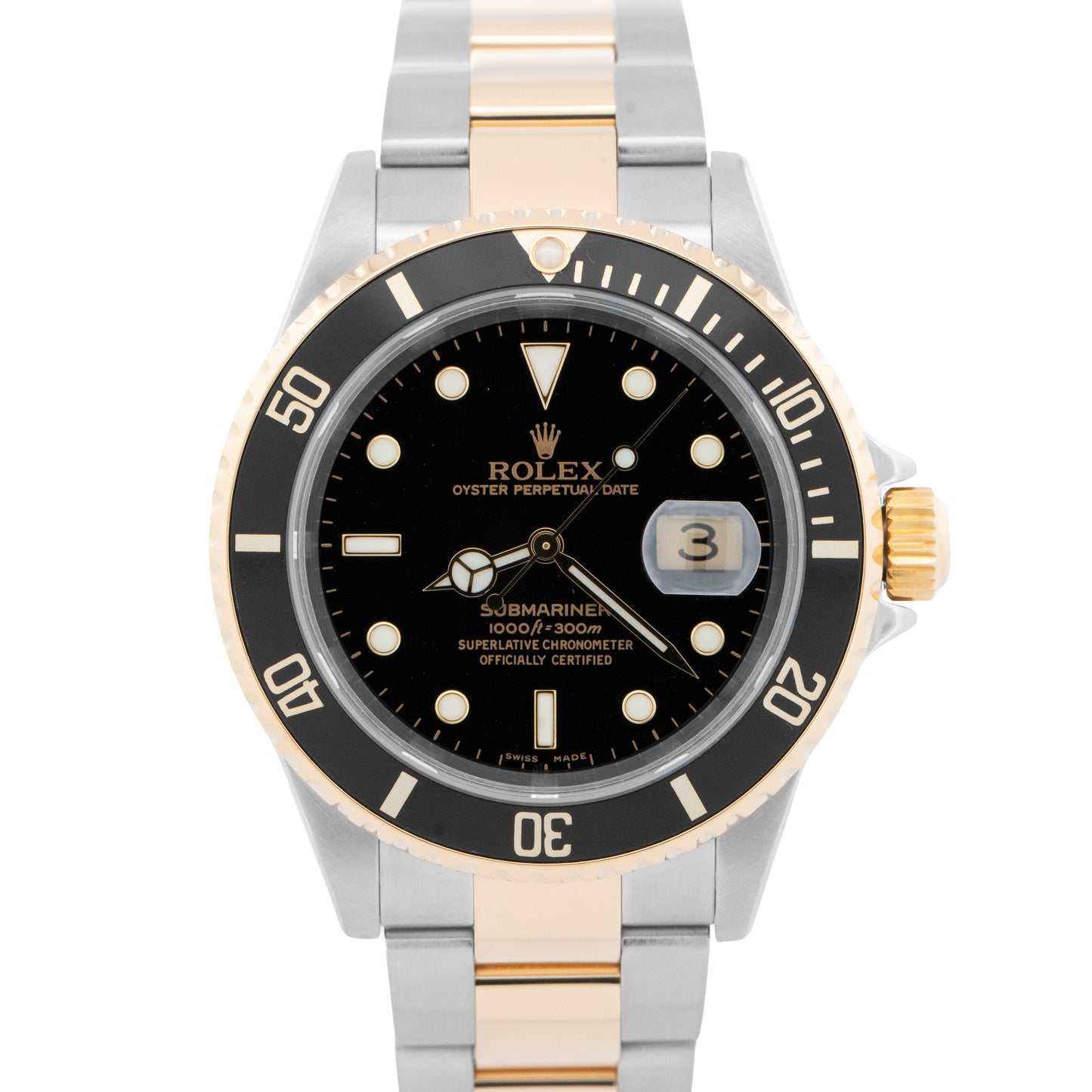 2006 PAPERS Rolex Submariner Date BLACK Two-Tone Gold 40mm 16613 LN Watch BOX