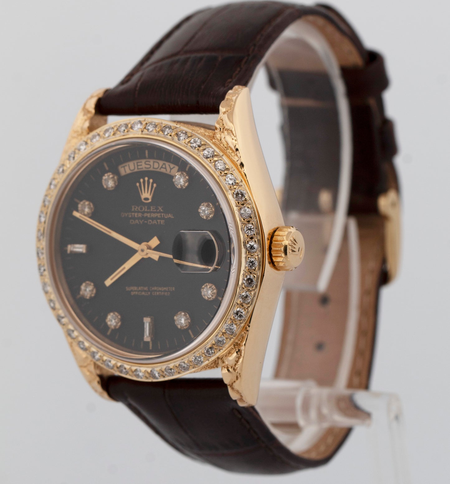 Rolex Day-Date President BLACK DIAMOND 18K Yellow Gold 36mm 18038 Watch